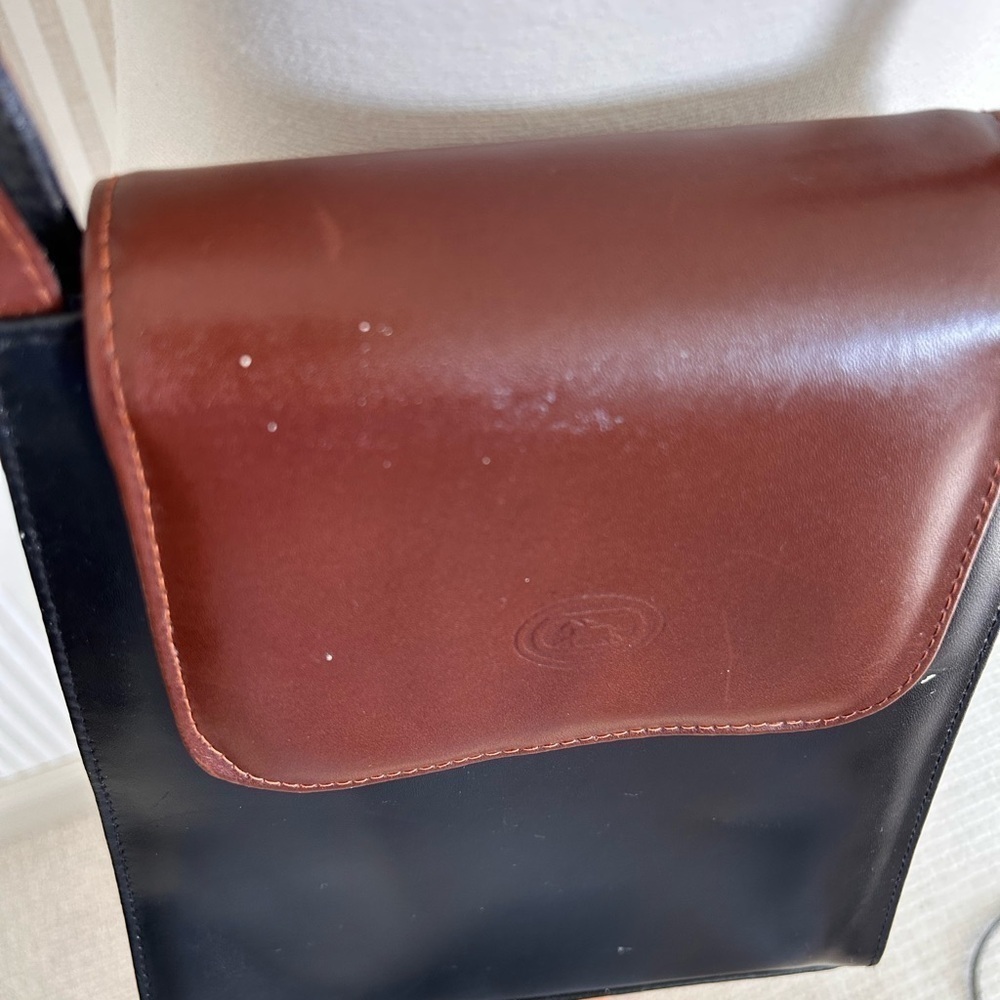 Vintage Jay Herbert Brown Black Leather Crossbody Bag Handmade in Florence Italy - Picture 7 of 14